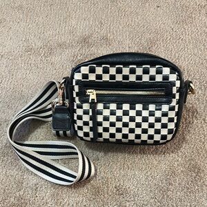 Checkered Black and White Crossbody Bag